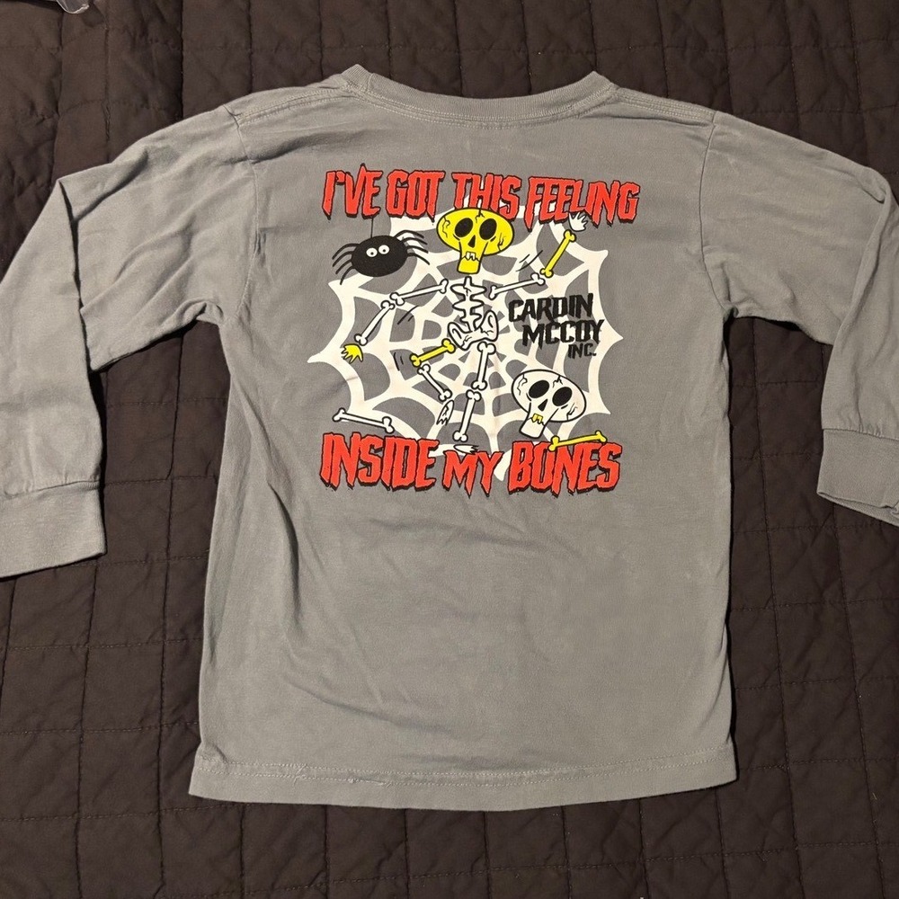 Cardin McCoy Comfort‎ Colors Youth Skeleton I've Got A Feeling Long Sleeve Tee